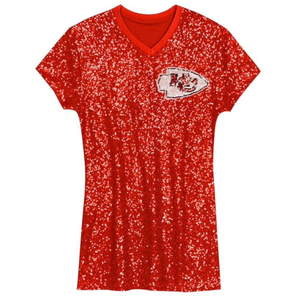 NFL Girls Kansas City Chiefs Patrick Mahomes‎ Red Sequin Dress Size L 14 NWT